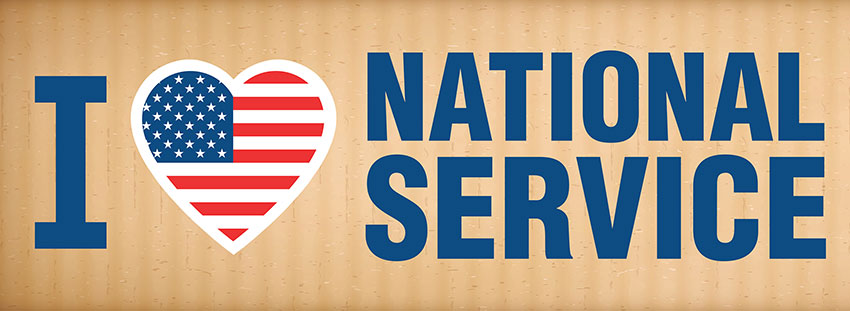 I (heart) National Service: AmeriCorps logo, SeniorCorps logo