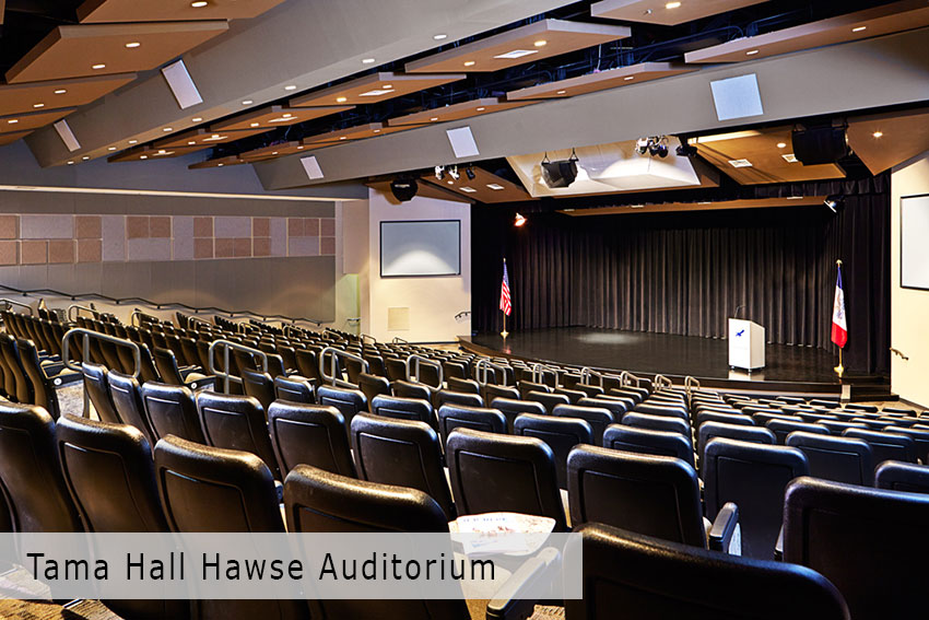 Tama Hall Hawse Auditorium. View from the back of the auditorium.