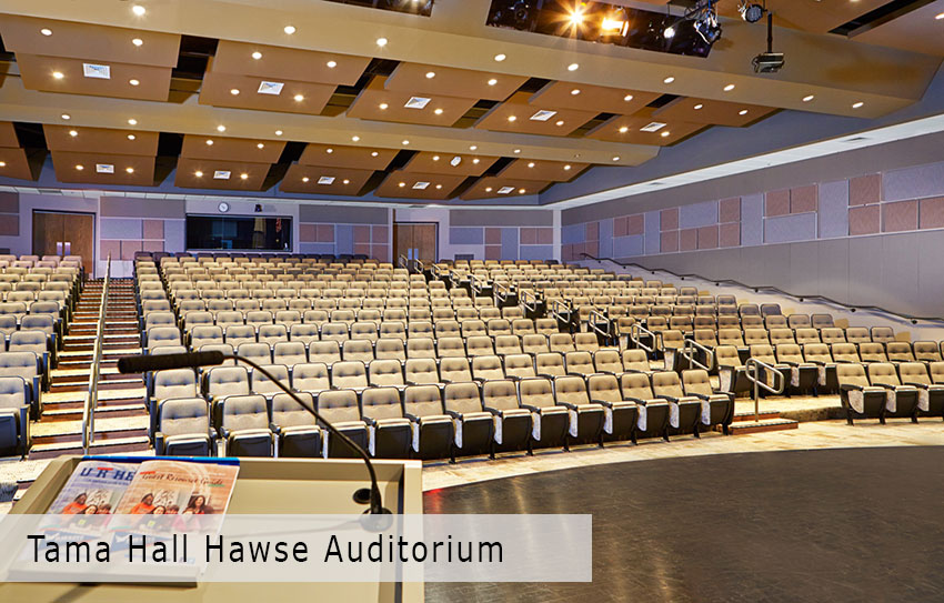 Tama Hall Hawse Auditorium. View from the stage.