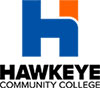 Stacked logo: H above Hawkeye Community College. Box shape.