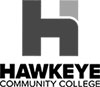 Greyscale. H is 2 shades of grey. Black Hawkeye Community College